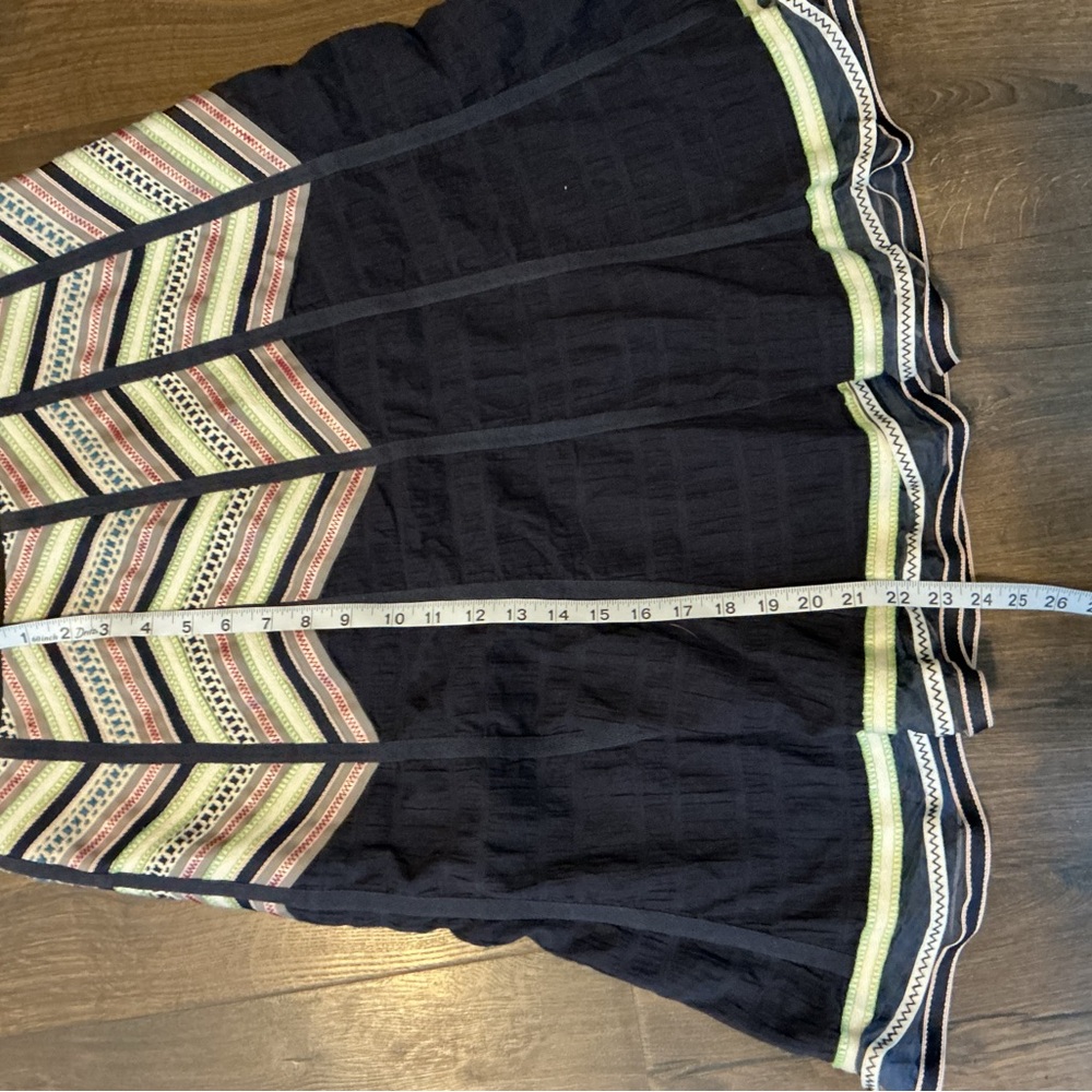 Nanette Lepore Vintage Navy A-Line Skirt 12 Chevron Trim Romantic 90s - Picture 12 of 13